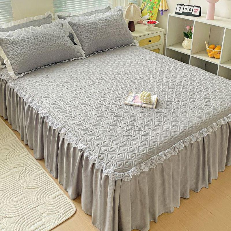 Four Seasons Universal Quilted Non-slip Korean Lace Mattress Protector and Bed Skirt.
