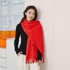 Womens Solid Color Wool Scarf With Fringe Winter Warm Shawl Mens Lightweight Cashmere-Blend Wrap Korean Style