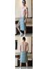 Men's Plaid Cotton Nightgown - Breathable, Sweat-Absorbing Casual Home Bath Skirt 015JJQ