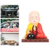 Little Buddhist Monk Ornament Solar Powered Cute Monk Decorative Ornaments for Car Desktop Living Room