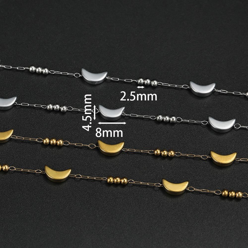 Stainless Steel Vacuum-plated Love Handmade Chain, Moon Star Bead Collarbone Chain DIY Bracelet Necklace Earrings