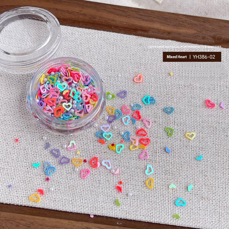 

Nail Art Charms Nail Decoration Accessories Dopamine Nail Glitter Mixed Colored Hollow Out Heart-shaped Pentagram Pearl