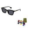 Gucci Temple Logo Rectangular Sunglasses Men's Black