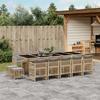 VidaXL Ensemble à Manger de Jardin avec Coussins 15 pcs, Table et Chaises à Dossier Rabattable, Meubles d'Extérieur Patio 3210996