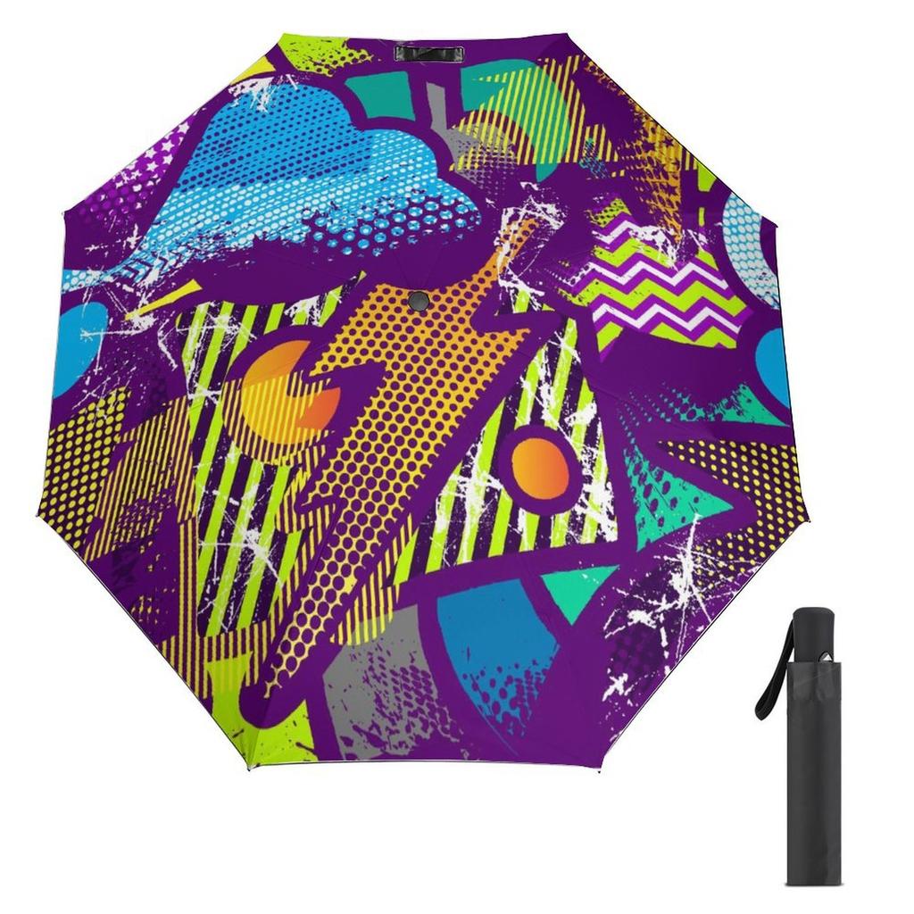1 Pack Automatic Umbrella Featuring Reinforced Ribs And Anti Uv Coating For Travel With Graffiti Inspired Feel