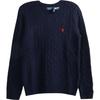 Polo Solid Color Crew Neck Long Sleeve Sweater Women Sweater Navy-Blue 211971865-003