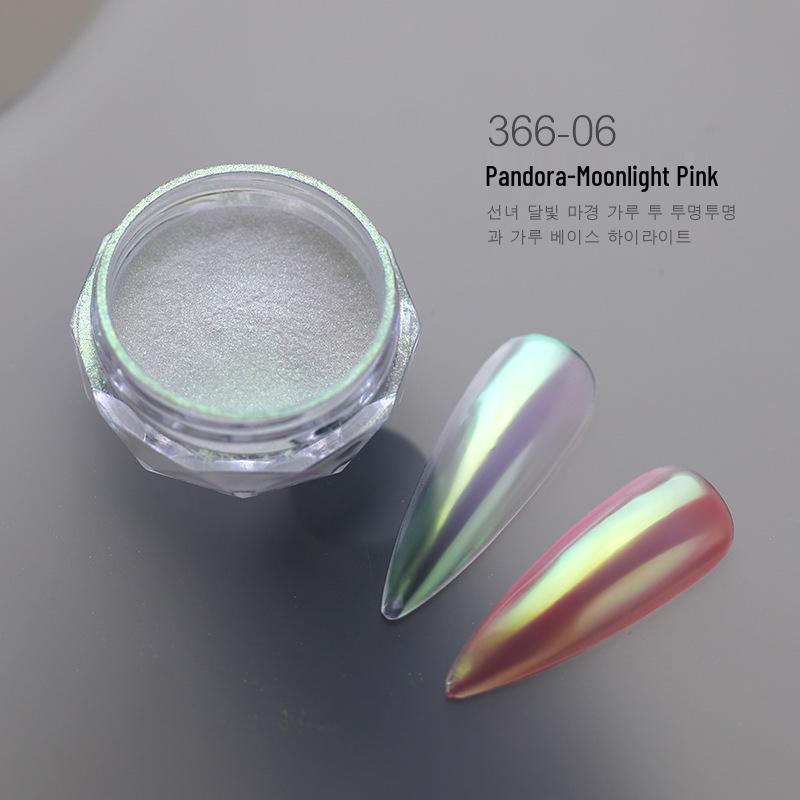 Hailey's Moonlight Pink Magic Mirror Powder: Super Bright Pearlescent & Iridescent Aurora Glitter for Nail Salons.