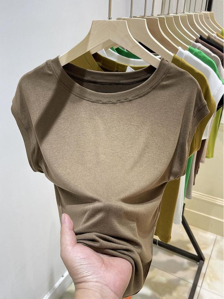 Damen 2023 Sommer Locker-Schnitt Fledermausärmel T-Shirt – Trendiges Kurzarm-Westen-Top