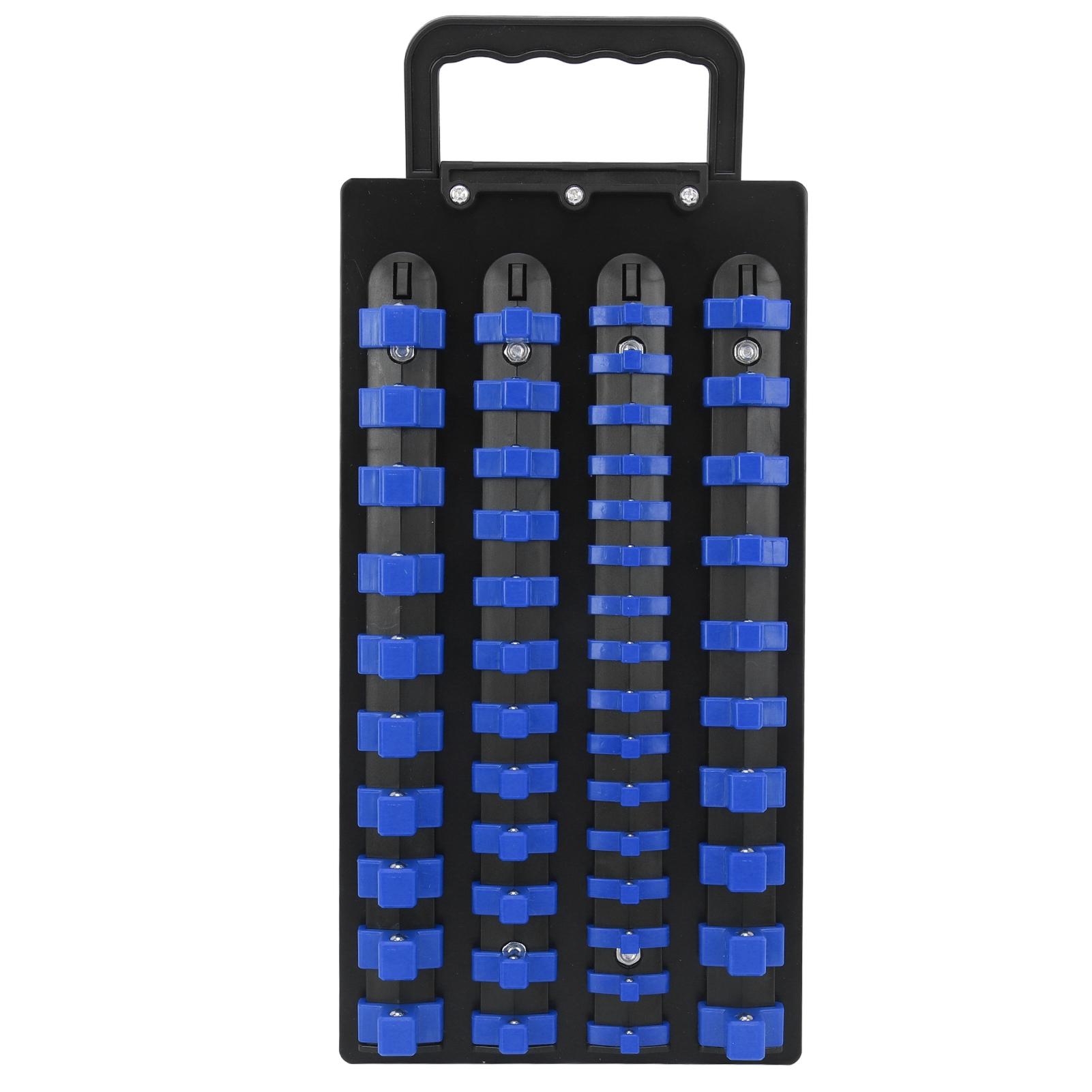 

48 Piece Socket Organizer Tray 1 2 Inch X 14 Clips 3 8 Inch X 18 Clips 1 4 Inch X 16 Clips Portable Socket Rail Holder синий