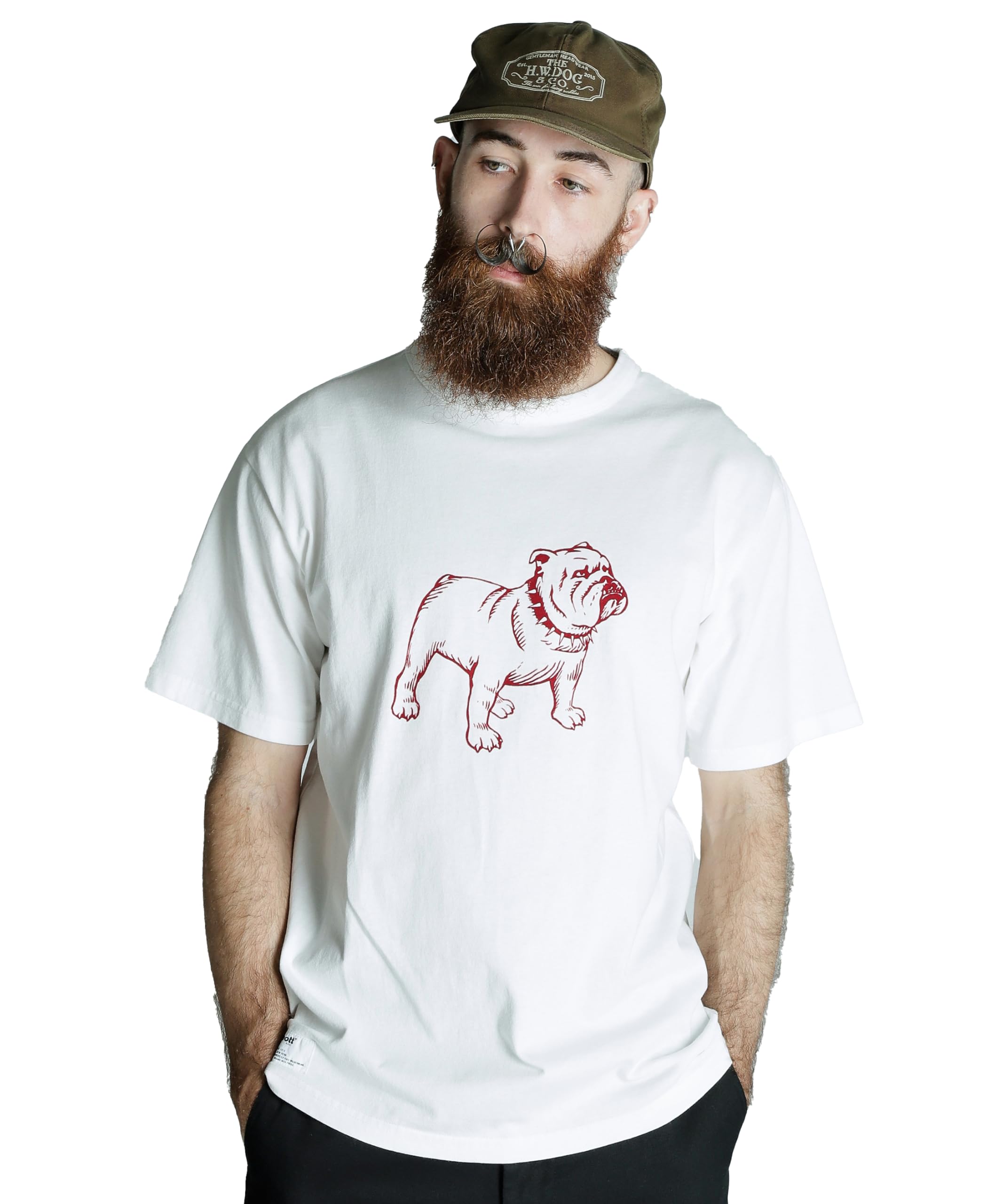 

Schott PIGMENT T-SHIRT FLOCKY BULLDOG, Men s, Size M, 030, White, 782-5134034