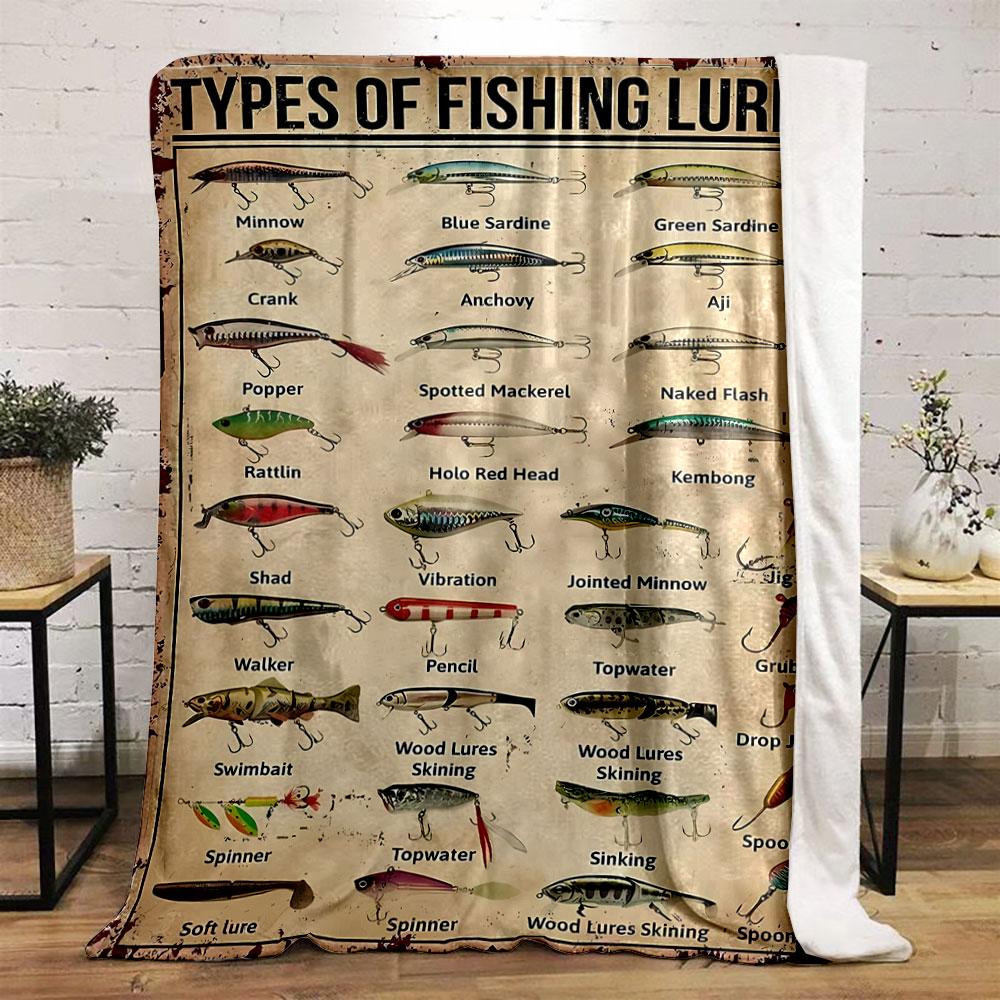 Fishing Lure Guide Blanket bedroom Blanket for Livingroom Couch lunch break Soft throw for Friend's festival Gift