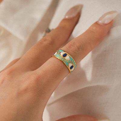 Demon Eye Stainless Steel Open Drip Ring Women's Niche Design Personality Titanium Steel Ring