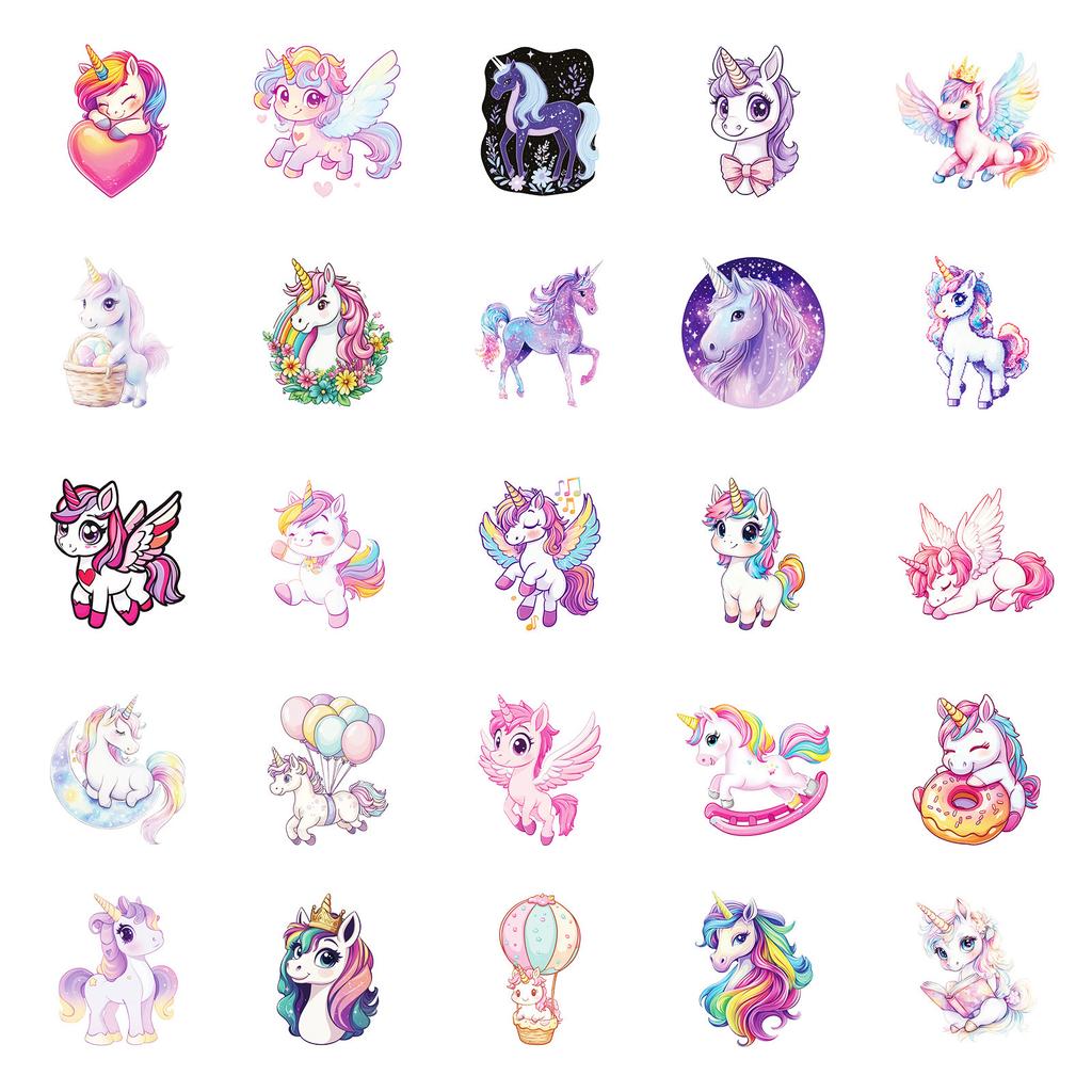 50 Unicorn Graffiti Stickers Luggage Water Cup Computer Laptop Waterproof Stickers Handbook Decoration