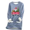 Ladies' Loose And Comfortable Round Neck Christmas Print Thick With Pockets Long Sleeved Top