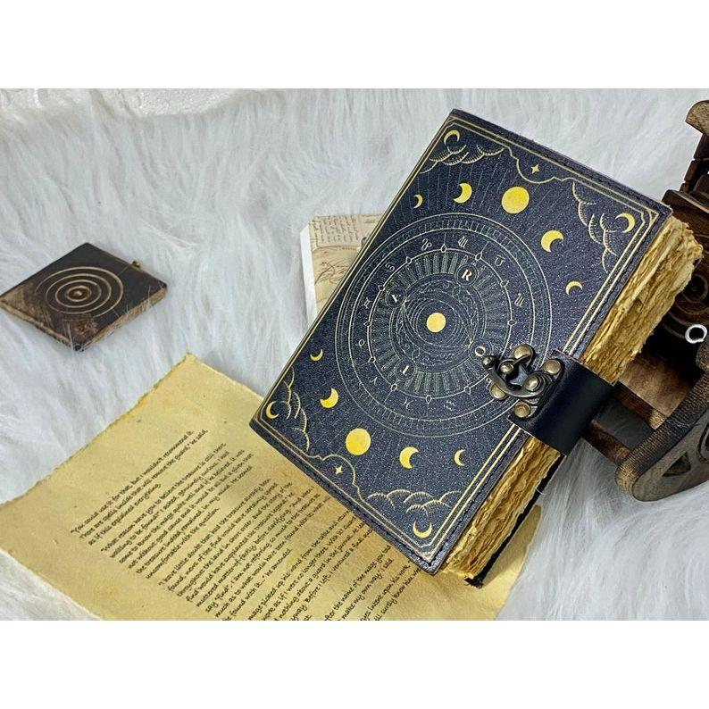 Leather Journal Notebook Print Journal Spell Book Grimoire Junk Journal Witch and Wiccan Handmade