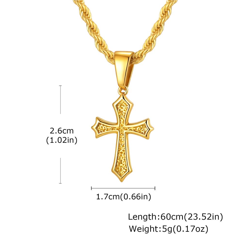 Personality Stainless Steel Cross Pendant Necklace for Men Boys, Retro Religious Faith Prayer Jewelry Gift