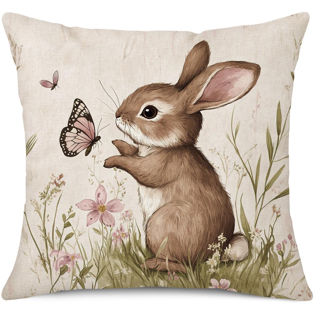 2026 New Easter Bunny Fashion Cartoon Furniture Decoration Double sided Printed Pillowcase Sofa Waist Cushion Cover