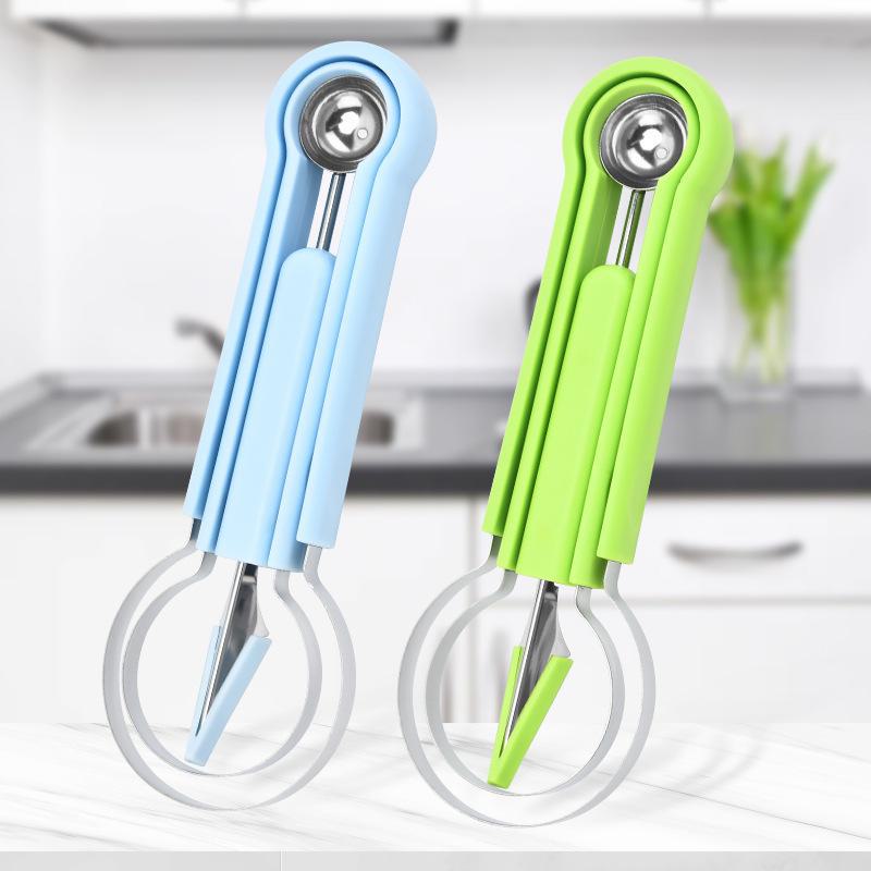 

Stainless Steel Watermelon Carving Knife Set with Double-Head Fruit Baller P bag