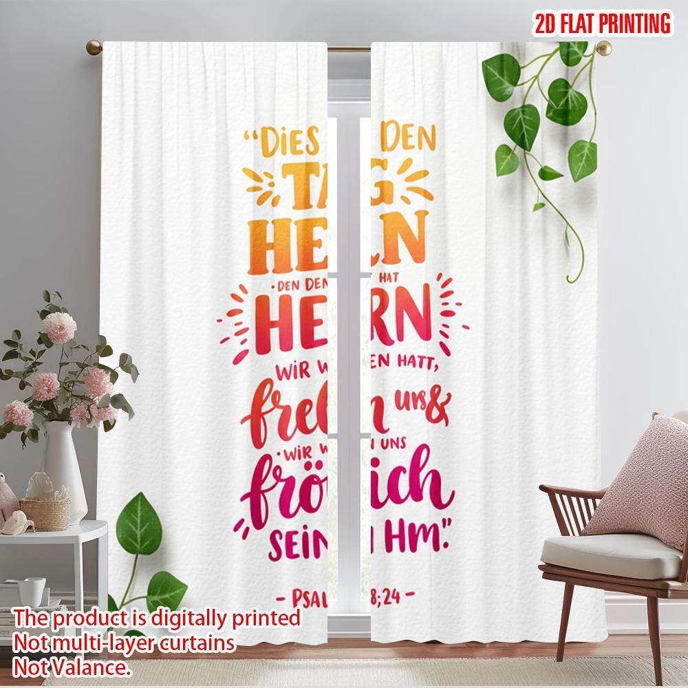 

2pcs 2D flat printing Drapes This Day Lord Rejoice 100% Polyester Without Electricity 0 for Room bedroom wall decor 52.50×116.00 CM 2pcs