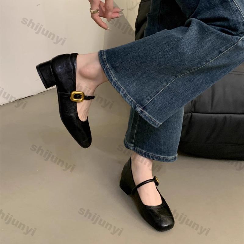 Fashion Elegant Medium Heel Women's Shoes Summer New Fashion Buckle Strap Mary Jane Shoes Comfortable Height Increase Luxury High Heels
