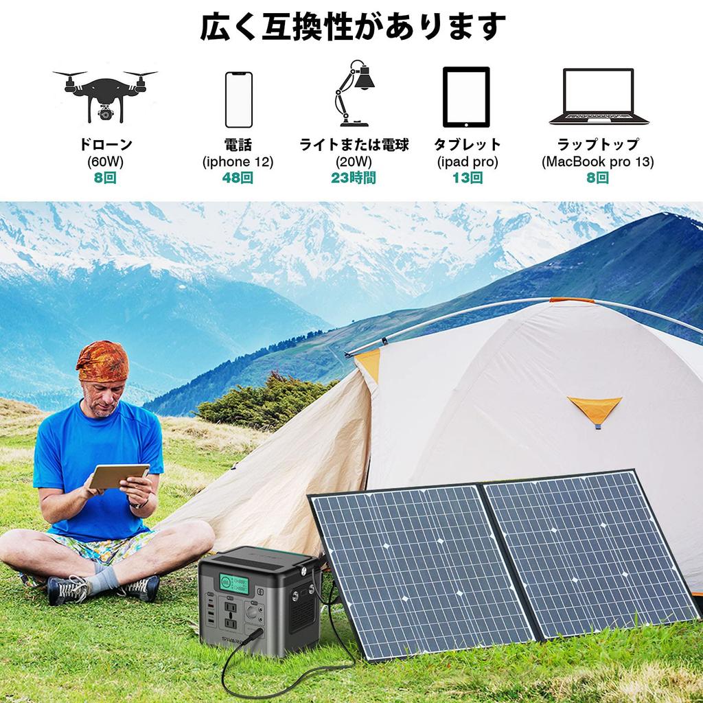 SWAREY Portable Power Station Long 500W Rated 1000W Pure Sine Wave AC for 3 Charging MPPT Solar Charging Input Portable Car Home Outdoor Power Outage