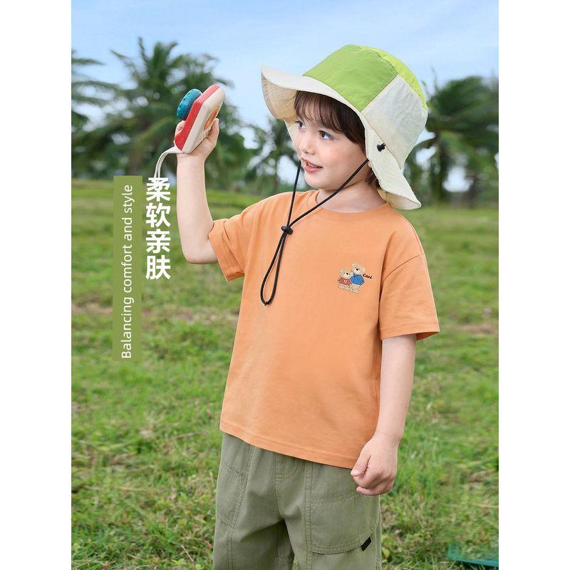 Right-Ou Boys' Cool Short-Sleeve T-Shirt 2026 Summer New Children's Clothing Antibacterial Thin Top for Kids and Babies