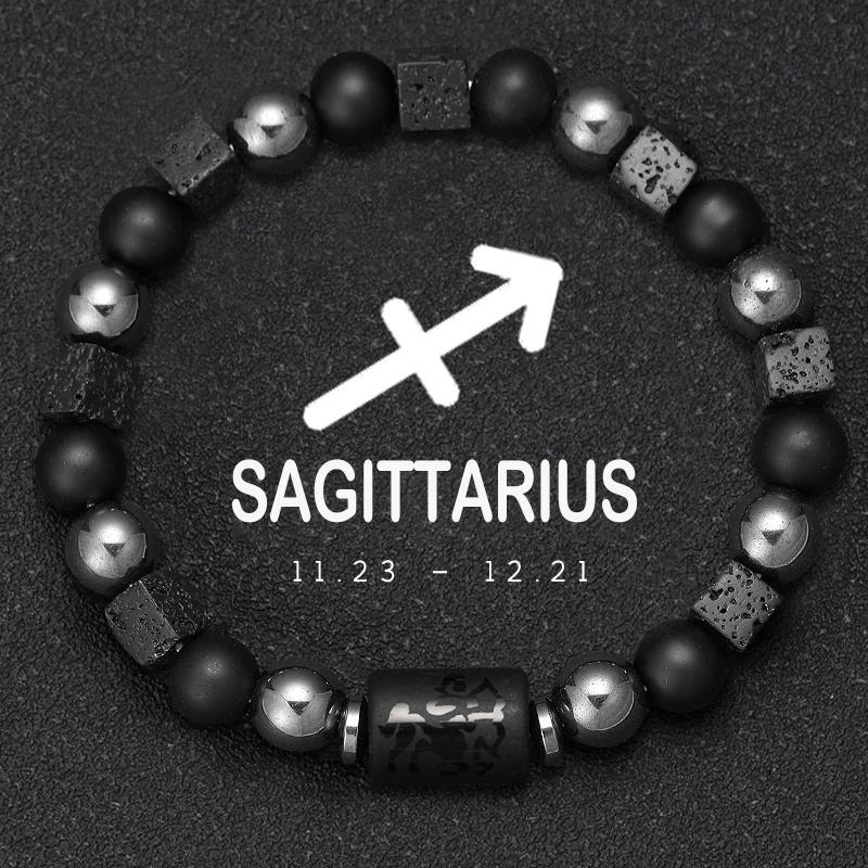 Bracciale da Uomo in Pietra Vulcanica Naturale Bracciale 12 Segni Zodiacali Vergine Capricorno Toro Acquario Sagittario Cancro Ariete