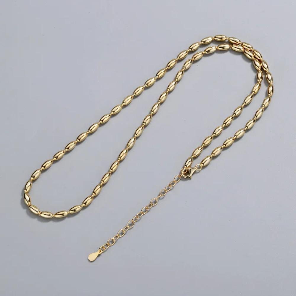 S925 Silver Necklace Simple Beads Choker Shiny Delicate Collarbone Chain For Women Girls Wedding Gift Fine Jewelry