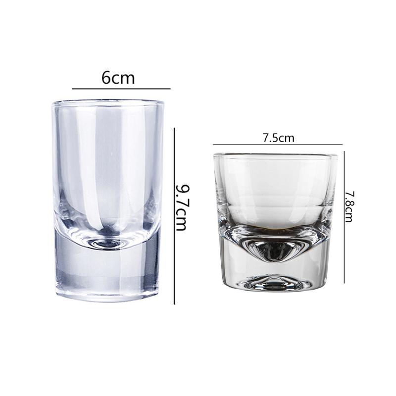 2pcs Sets Small Capacity Wine Glass Thick Bottomed Baijiu Goblet Transparent Beer Cup Classic Cocktail Glass Retro Shot Glass