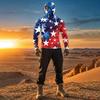 Men's Casual Raglan Sleeve Hooded Long Sleeve Sun Protection Shirt with Graphic Print Lightweight Breathable Fabric for Outdoor Activities
