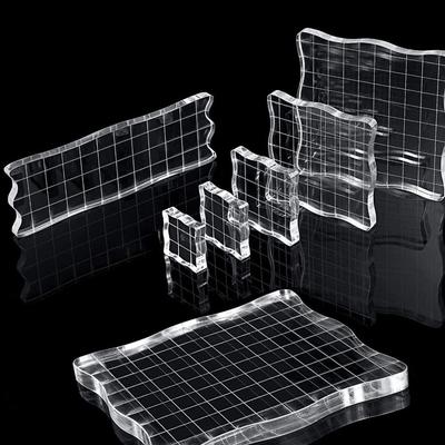 Acrylic Stamp Block Set with Grid Lines,Assorted Sizes Clear Stamp Blocks,Acrylic Mounting Blocks for Scrapbooking Crafts Making