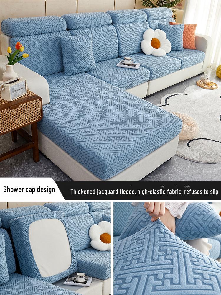 Thickened Non-Slip Polar Fleece Sofa Cover: Elastic, Full Coverage, Dustproof, High-Grade Design