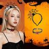 Mesh Halloween Headband Ruffles Spider Web Hairband Creative Hairband Necklace Set  Boys/Girls