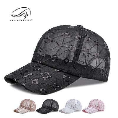 Koreanische Sommer Pailletten Mesh Baseballkappe für Damen - Atmungsaktive Entenschnabel Sonnenhut