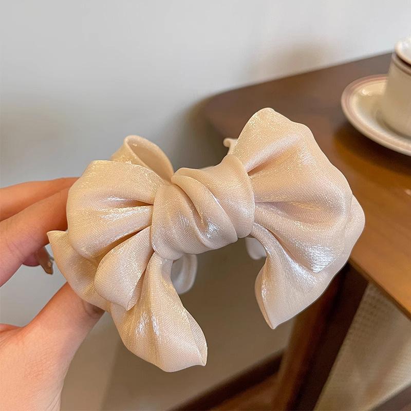 Solid Color Mesh Bow Hair Clip for Woman elegant Shark Clip Fashion Girl ball Head Hair Clip Hair accessories