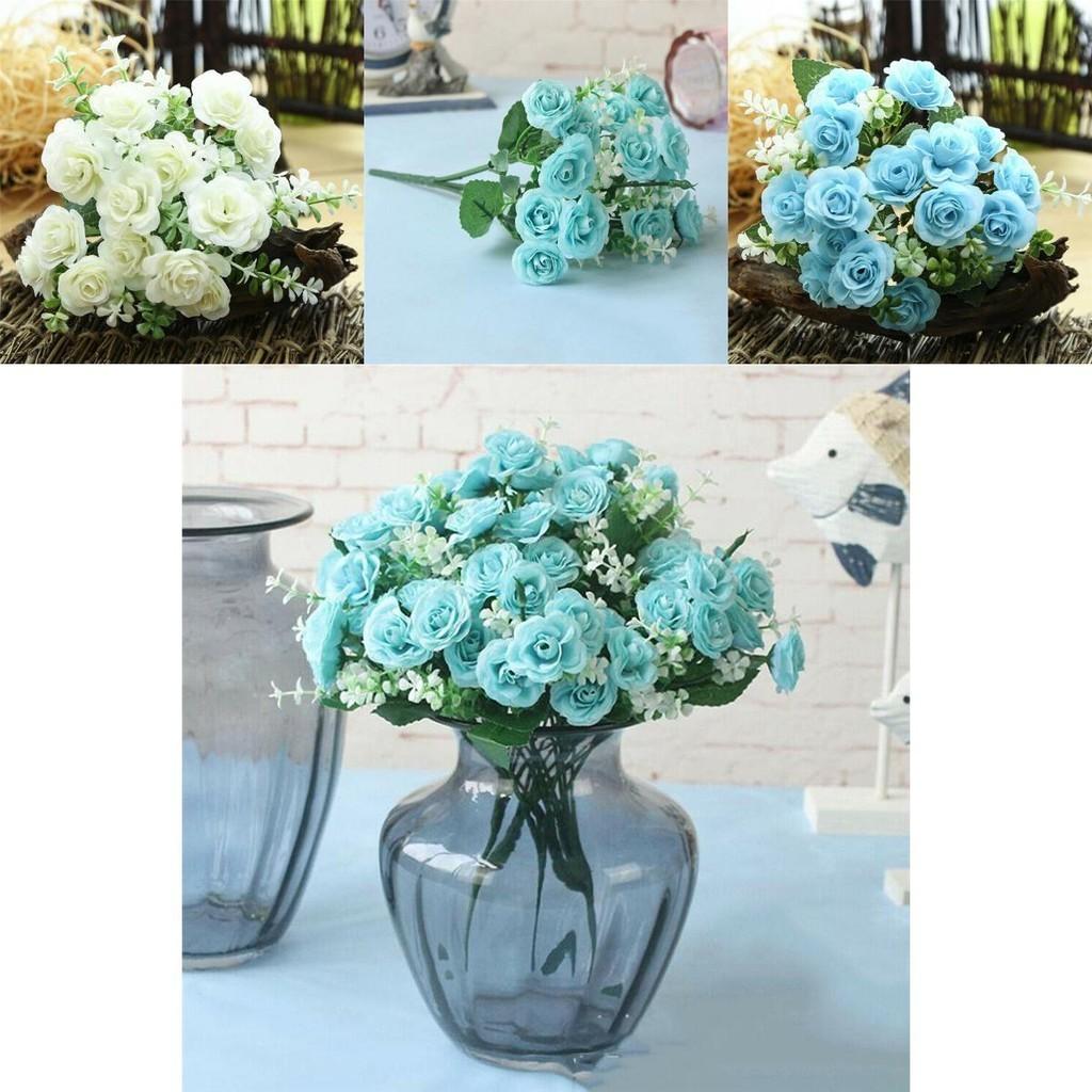 Vibrant 15 Heads Fake Rose Silk Flower Bouquet Ideal For Home And Party Decoration