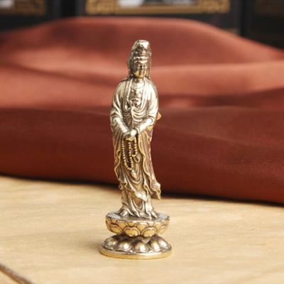 Lotus Guanyin Lotus Guanyin Statue Retro Messing Buddha Skulptur Tathagata Buddha Statue Heimdeko