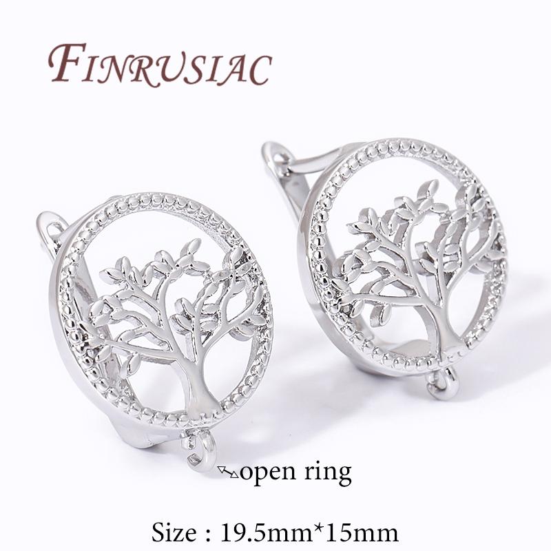 DIY Women's Jewelry 18K Gold Plated Life Tree Round Shvenzy Earring Hooks Clasp Accessories For Earrings,Earwires Fasteners