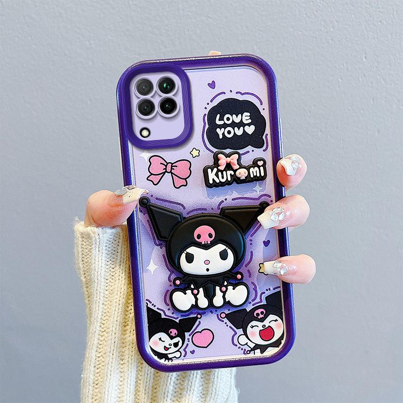 KEYSION Shockproof Case for Samsung A12 A22 4G with Lanyard Silicone Cute 3D Cartoon Doll Phone Cover for Galaxy M32 M12