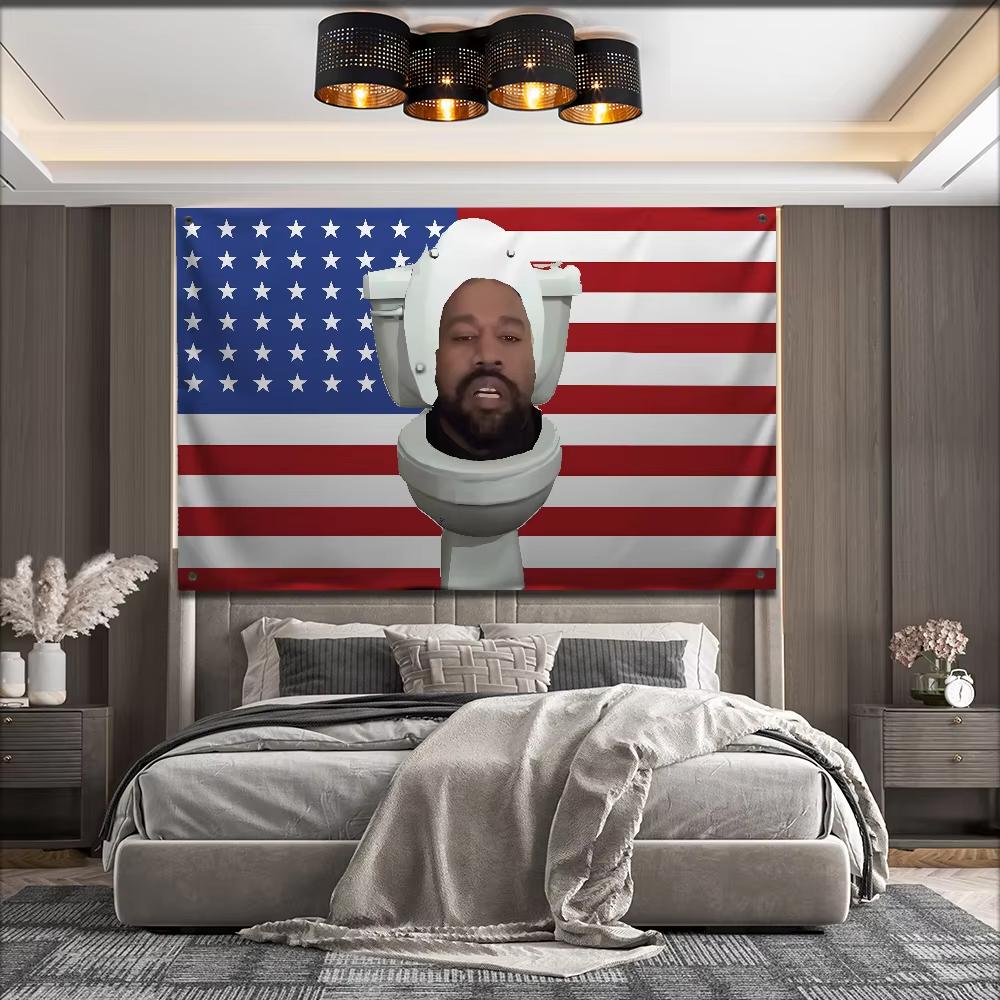 

Kanye West YE Funny Flag Flat Print Versatile for Bedroom Party Living Room Balcony Outdoor Wall Decor Banner 74x94cm(29x37in)