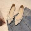 Pointed Single Shoes Women's Flat Heels New Fashion Pearl Side Empty Women's Shoes Gentle Flat Shoes