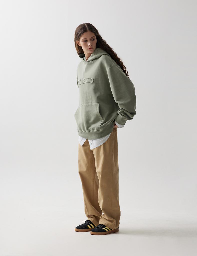 Dyed Basic Logo Hoddie Sage Green