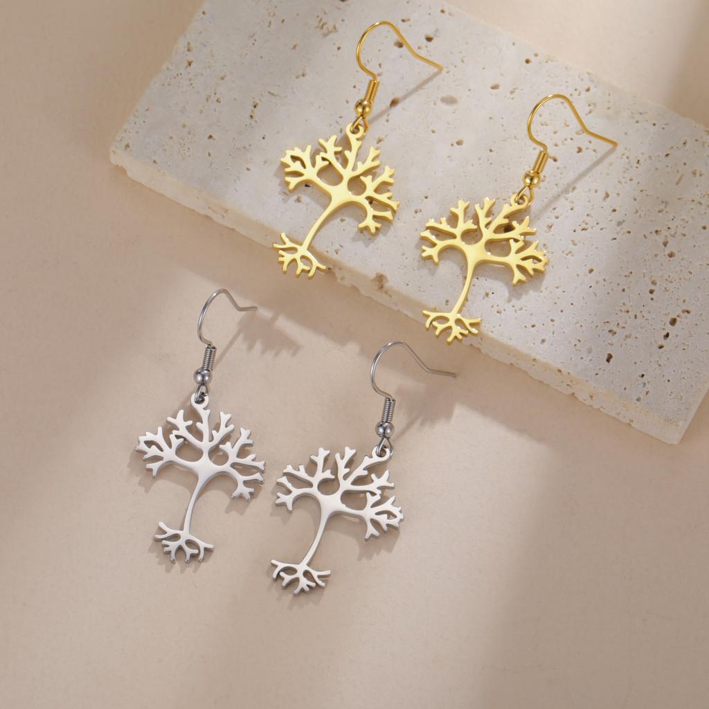 Cazador Science Biochemistry Neuron Earrings for Women Stainless Steel Tree of Life Drop Earrings Jewelry Gift 2026 Vintage