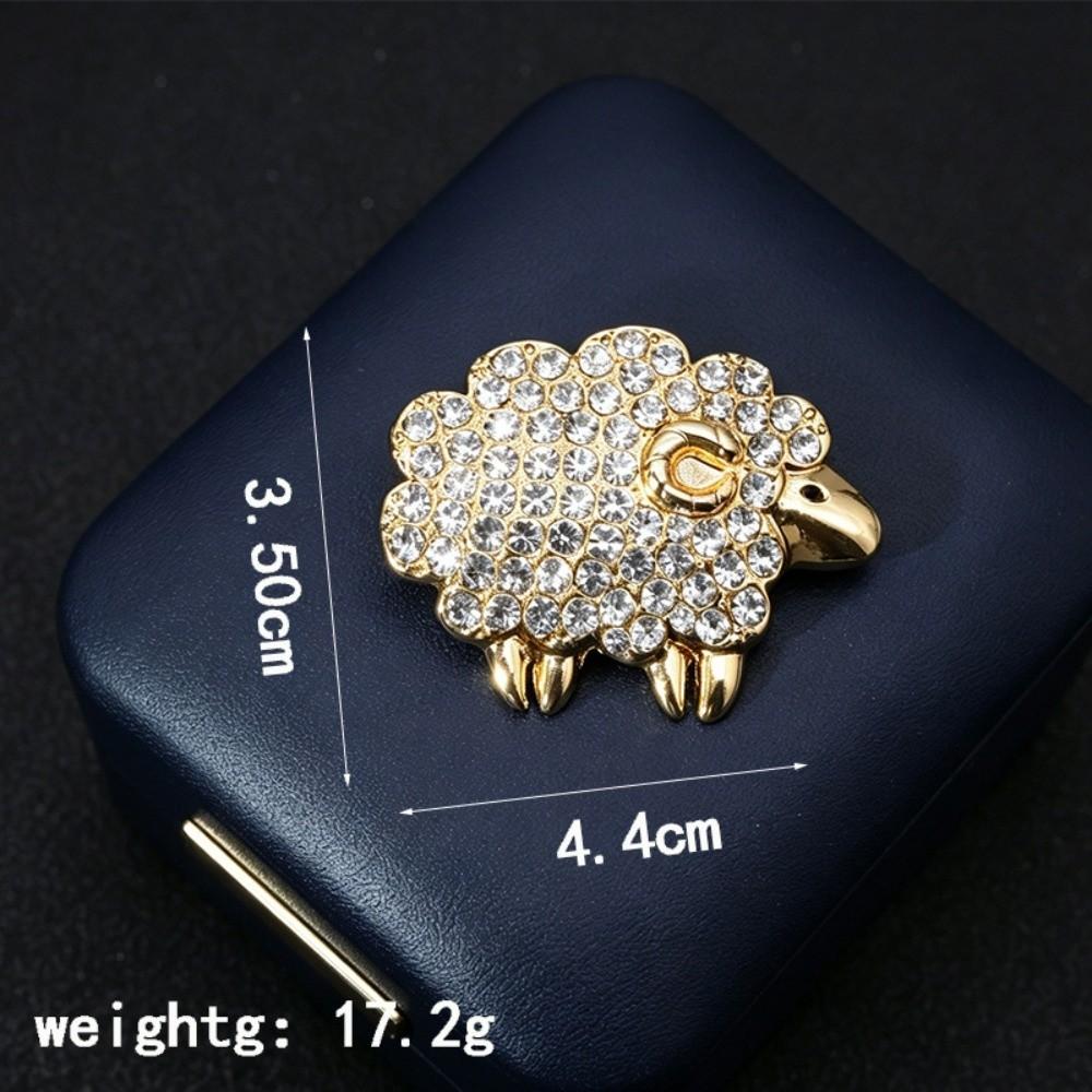 Shiny Rhinestone Sheep Brooch Faux Pearl Lapel Pin Gifts Cardigan Clip Clothing Accessories