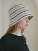 Olinkeompeulliteu Wool Striped Crochet Hat (Cream)
