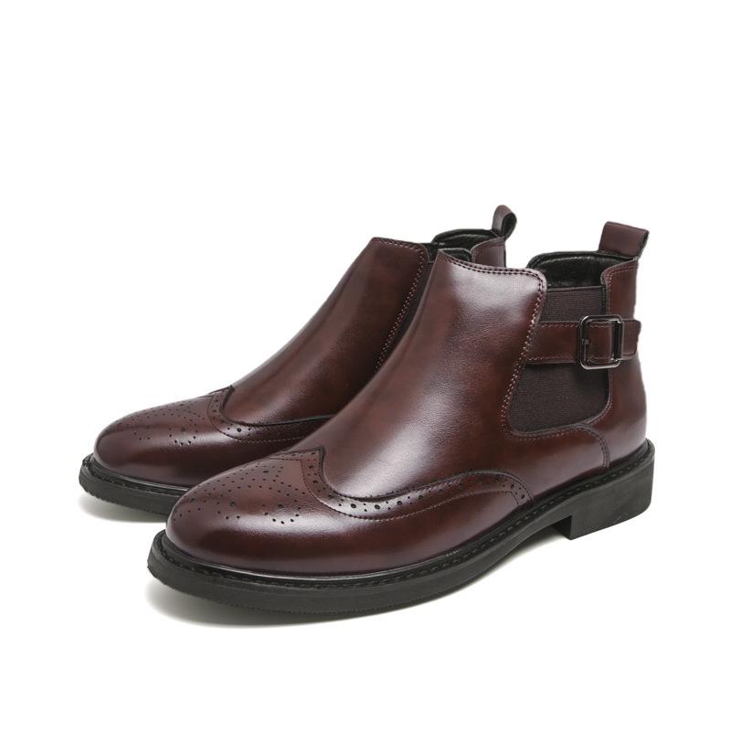 Men s British Leather Chelsea Boots: Outdoor Slip-on Winter High-top Retro Martin Boots in Large Sizes 41