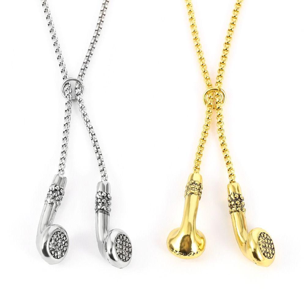 Earbuds Pendant Clothing Accessories Necklace Long Sweater Chain Earphone Pendant Necklace  Jewelry