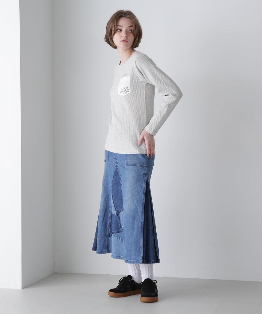 Avirex LS Color Stitch Embroidered Waffle Size T-Shirt, Women's, Small, 446, Oatmeal, 783-4230604