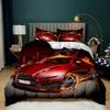 Burning Red Flame Race Car Bedding Set,Boy&Girl Sports Car Duvet Cover Pillow Case Gift, Home Bedroom Quilt Set Large King 260