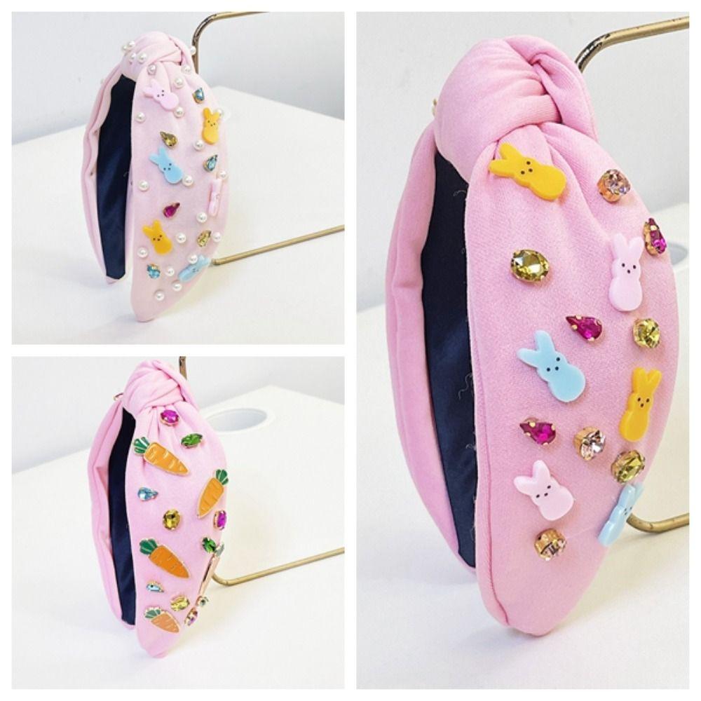 

Cute Rabbit Headband Elegant Pearl Knot New Hair Clip Easter гарячі рожевого кольору